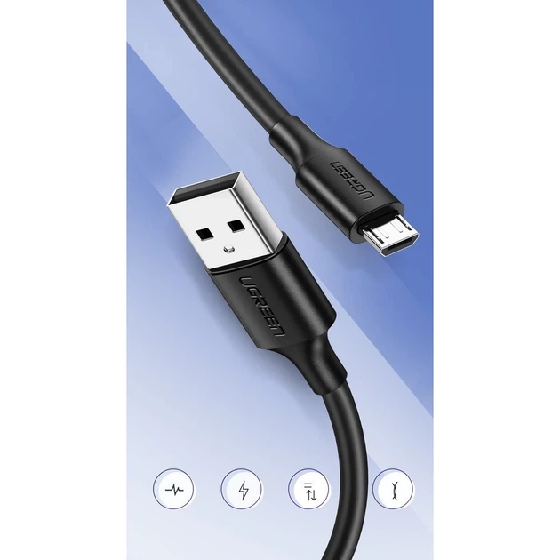 Кабель Ugreen USB-A to micro USB 2m Black (6957303861385) - Фото 3 Кабель Ugreen USB-A to micro USB 2m Black (6957303861385) - изображение 3