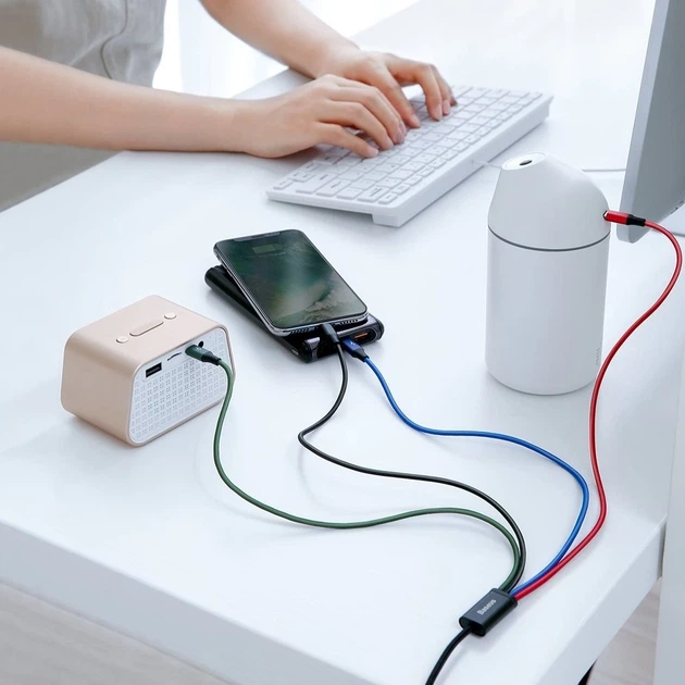 Кабель Baseus Rapid 4-in-1 USB-A to 2xUSB-C/Lightning/Micro-USB 1.2m Black (CA1T4-B01) - изображение 6