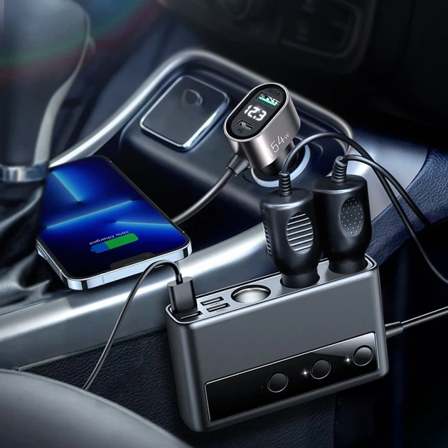 Автомобильное зарядное устройство Joyroom 9-in-1 5x USB-A/USB-C/3x Cigarette Lighter Socket 154W Black (JR-CL06) - изображение 6