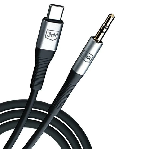 Кабель 3mk AUX USB-C to Jack 3.5 mm 1m Black (5903108528788) - изображение 2