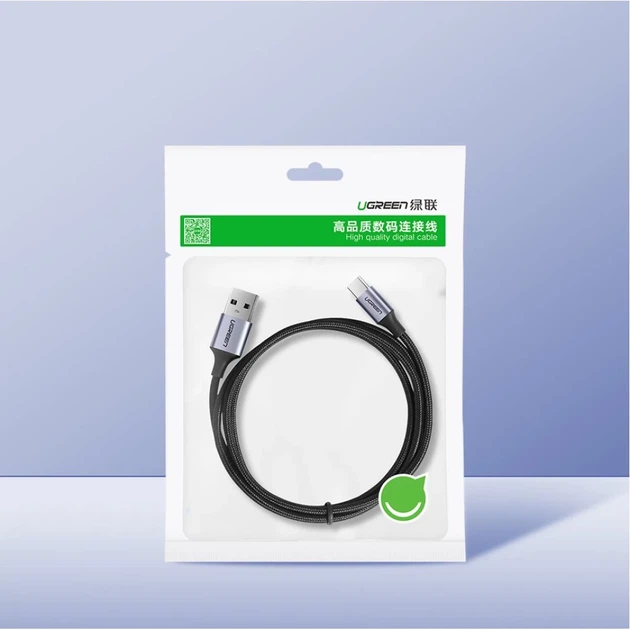 Кабель Ugreen Quick Charge USB-A to USB Type-C 3A 0.5m Gray (6957303861255) - Фото 12 Кабель Ugreen Quick Charge USB-A to USB Type-C 3A 0.5m Gray (6957303861255) - зображення 12