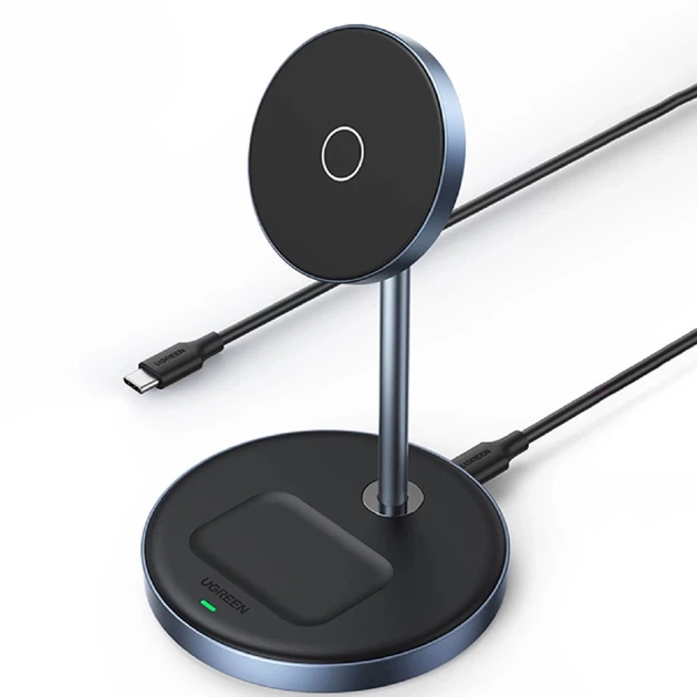 Беспроводное зарядное устройство Ugreen CD317 FC 2-in-1 20W Black with MagSafe (90668-ugreen) - Фото 1 Беспроводное зарядное устройство Ugreen CD317 FC 2-in-1 20W Black with MagSafe (90668-ugreen) - изображение 1