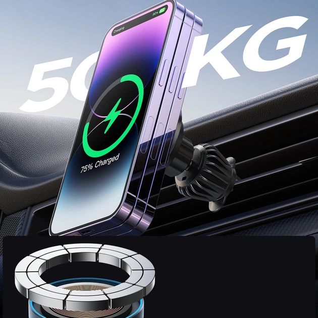 Автодержатель с функцией беспроводной зарядки Joyroom Air Vent Car Holder 15W Black (JR-ZS240 Pro) - изображение 10