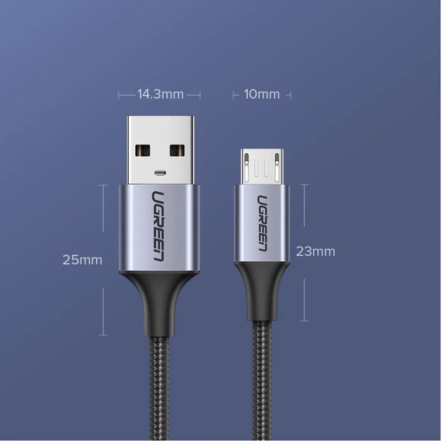 Кабель Ugreen USB-A to micro USB 1m Gray (6957303861460) - зображення 13