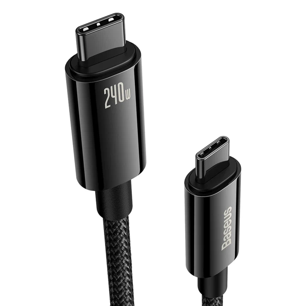 Кабель Baseus Tungsten Gold USB-C to USB-C 240W 2m Black (CAWJ040101) - изображение 2
