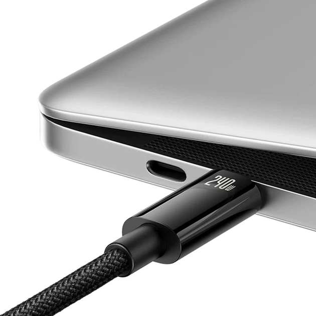 Кабель Baseus Tungsten Gold USB-C to USB-C 240W 2m Black (CAWJ040101) - изображение 3