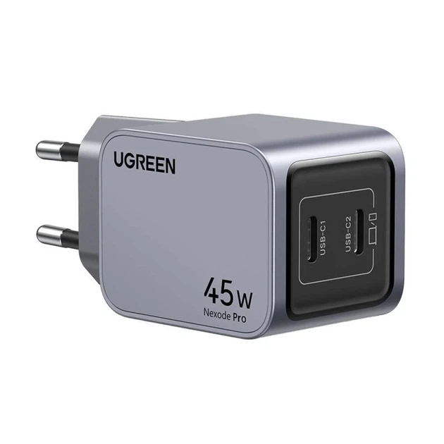 Сетевое зарядное устройство Ugreen Nexode Pro 45W 2x USB-C Grey (6941876230082) - изображение 2