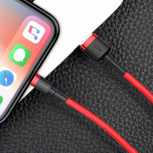 Кабель Baseus Kevlar Cable USB for Lightning 1.5A 2M Gray+Red (CALKLF-C09) - Фото 7 Кабель Baseus Kevlar Cable USB for Lightning 1.5A 2M Gray+Red (CALKLF-C09) - зображення 7