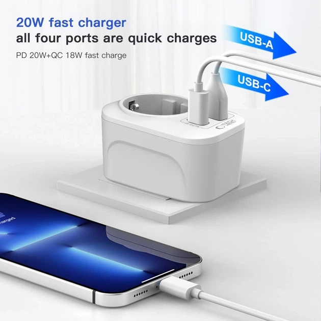 Адаптер Tech-Protect Travel Adapter TA100 UK to EU White (5906302368525) - изображение 5