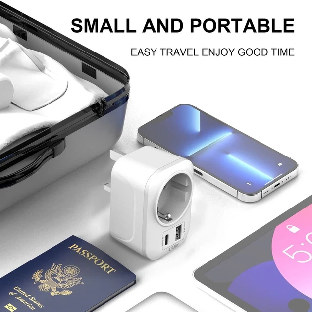 Адаптер Tech-Protect Travel Adapter TA100 UK to EU White (5906302368525) - изображение 6