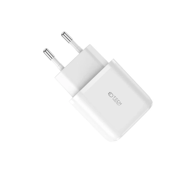 Мережевий зарядний пристрій Tech-Protect QC 20W USB-C | USB-A White (9589046924293) - зображення 2