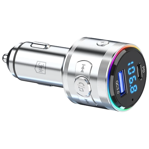 Автомобильное зарядное устройство 3mk Hyper Car Power Transmitter QC | PD 48W USB-C/USB-A Silver (5903108636247) - изображение 2