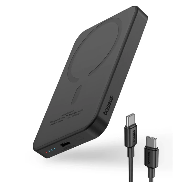 Портативное зарядное устройство Baseus Magnetic Mini 20W | 7.5W 5000mAh Black with USB-C to USB-C Cable with MagSafe (P10022107113-00) - изображение 3