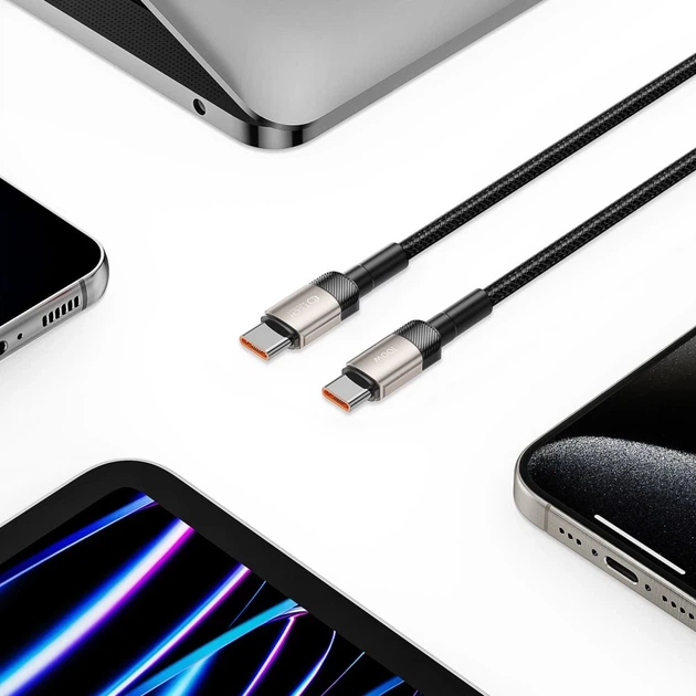 Кабель Tech-Protect UltraBoost Evo USB-C to USB-C PD 100W 5A 2m Titanium (5906203690640) - Фото 5 Кабель Tech-Protect UltraBoost Evo USB-C to USB-C PD 100W 5A 2m Titanium (5906203690640) - изображение 5