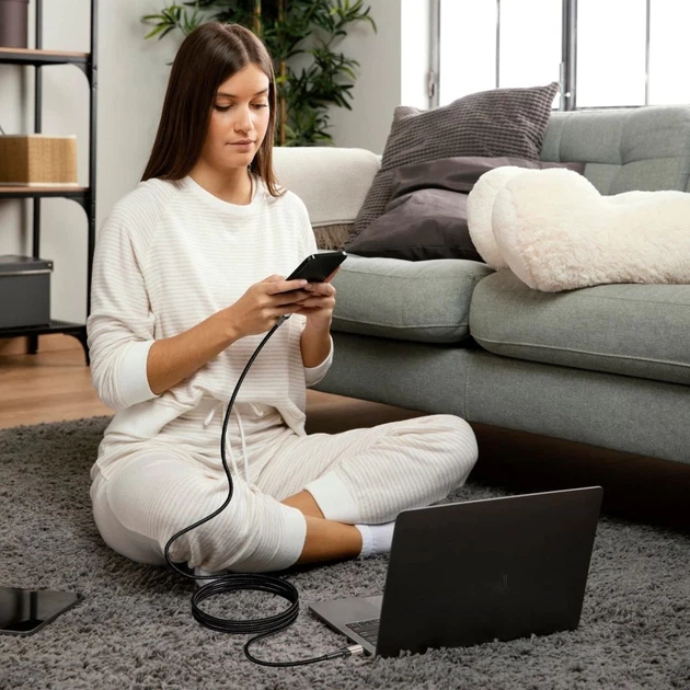 Кабель Tech-Protect UltraBoost Evo USB-C to USB-C PD 100W 5A 2m Titanium (5906203690640) - Фото 6 Кабель Tech-Protect UltraBoost Evo USB-C to USB-C PD 100W 5A 2m Titanium (5906203690640) - изображение 6