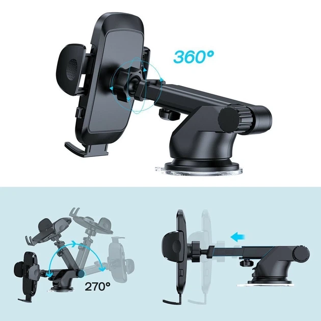 Автодержатель Joyroom Car Phone Holder with Telescopic Extendable Arm for Dashboard/Windshield Black (JR-ZS259-BK-DB) - Фото 5 Автодержатель Joyroom Car Phone Holder with Telescopic Extendable Arm for Dashboard/Windshield Black (JR-ZS259-BK-DB) - изображение 5