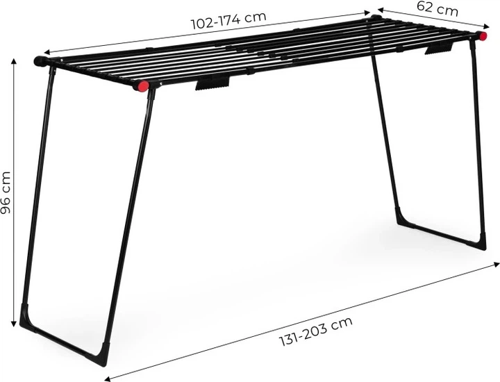 Сушарка для одягу ModernHome by Multistore телескопічна складана 19 м Чорна (BJ-1928-2) - зображення 9