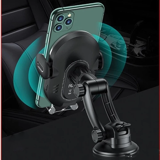 Автотримач з функцією бездротової зарядки Usams CD131 15W Induction Wireless Charging Car Holder Black (CD131ZJ01) - зображення 2