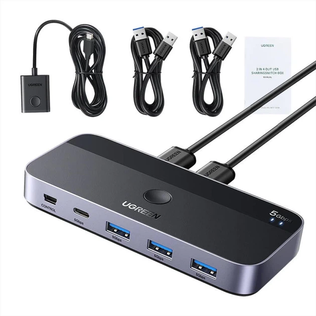 Розгалужувач Ugreen CM662 Switch 5-in-1 2xUSB-A to 3xUSB-A/USB-C/mini USB Black (15705) - Фото 2 Розгалужувач Ugreen CM662 Switch 5-in-1 2xUSB-A to 3xUSB-A/USB-C/mini USB Black (15705) - зображення 2