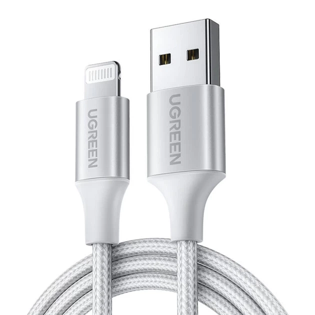 Кабель Ugreen US199 USB-A to Lightning 2.4A 1.5m Silver (60162) - зображення 2