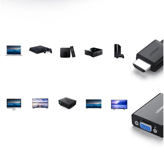 Адаптер Ugreen HDMI to VGA micro USB/Audio Mini Jack 3.5mm Black (UGR377BLK) - зображення 3