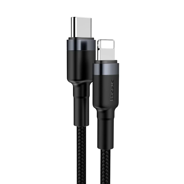 Кабель Baseus Cafule USB-C to Lightning 1m Black/Grey (CATLKLF-G1) - Фото 3 Кабель Baseus Cafule USB-C to Lightning 1m Black/Grey (CATLKLF-G1) - изображение 3