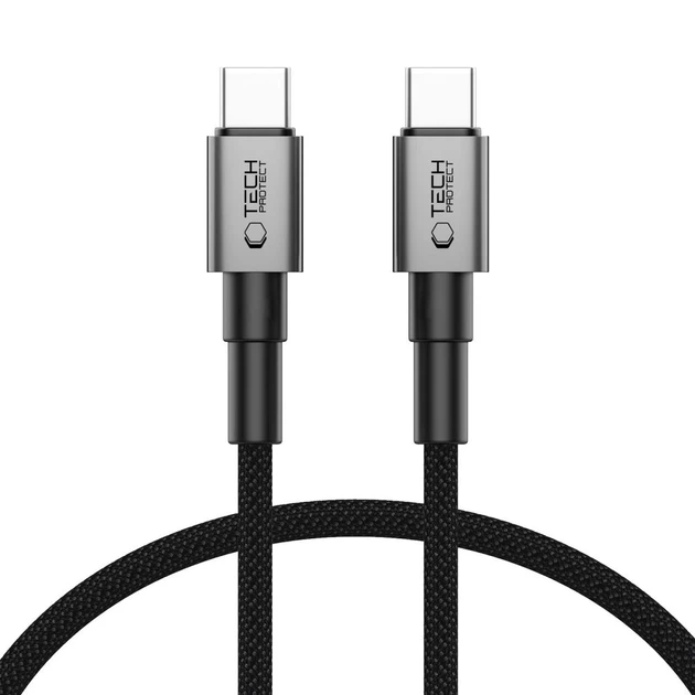Кабель Tech-Protect Ultraboost DNA USB-C to USB-C 60W 0.25 m Iron Grey (5906302380756) - Фото 1 Кабель Tech-Protect Ultraboost DNA USB-C to USB-C 60W 0.25 m Iron Grey (5906302380756) - изображение 1
