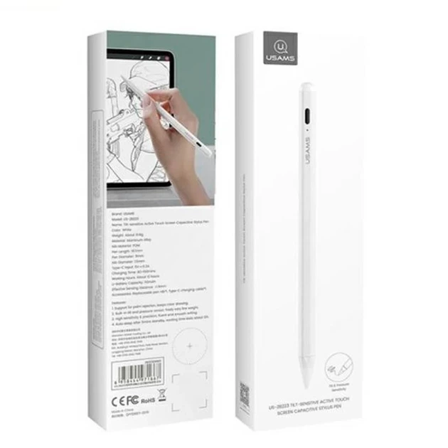 Стилус Usams ZB223 Active Touch Screen White (ZB223DRB01) - Фото 5 Стилус Usams ZB223 Active Touch Screen White (ZB223DRB01) - изображение 5
