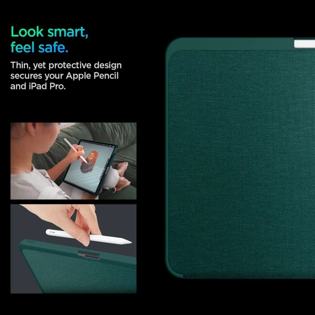 Чехол Spigen Urban Fit для iPad Pro 13 2024 7th Gen Midnight Green (ACS07763) - изображение 14