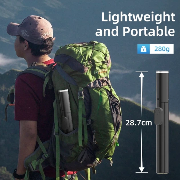 Универсальный штатив Tech-Protect Bluetooth Selfie Stick Tripod Black (5906302330867) - изображение 8