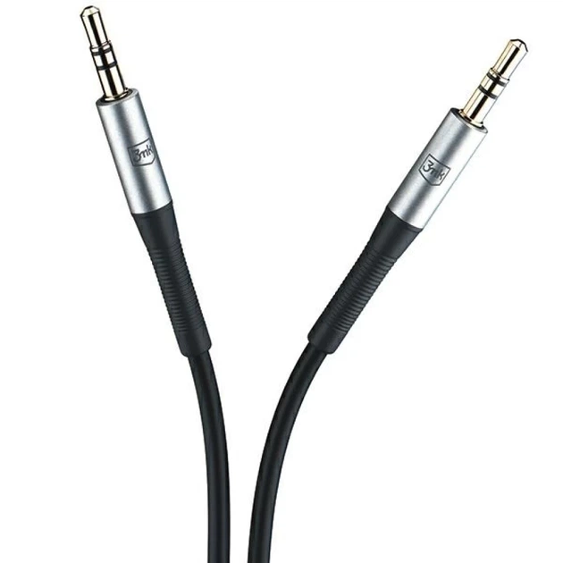 Кабель 3mk AUX Jack 3.5 mm 1m Black (5903108528771) - изображение 3