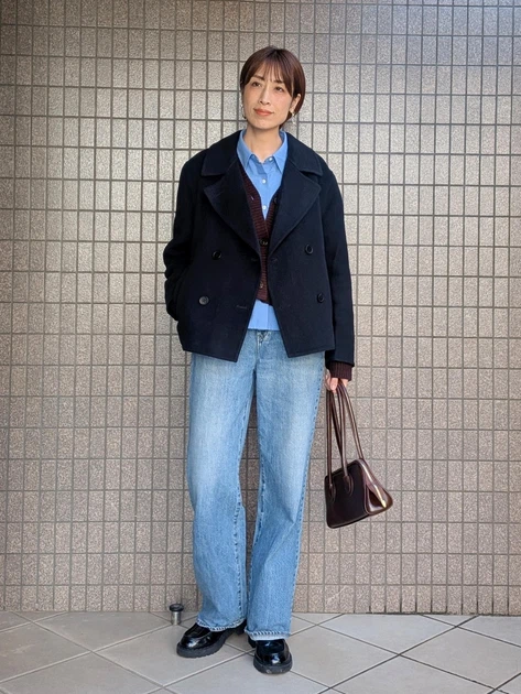 Пальто осеннее короткое женское Uniqlo 599644222 L Синее (1159855893) - изображение 2