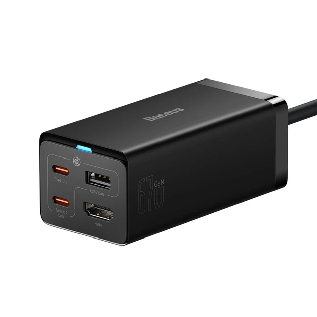 Мережевий зарядний пристрій Baseus Baseus GaN5 Pro HUB 2xUSB-C/HDMI/USB-A 100W USB-C to USB-C Cable Black (CCGP110201) - Фото 2 Мережевий зарядний пристрій Baseus Baseus GaN5 Pro HUB 2xUSB-C/HDMI/USB-A 100W USB-C to USB-C Cable Black (CCGP110201) - зображення 2