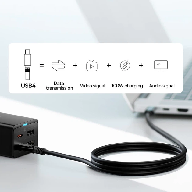 Мережевий зарядний пристрій Baseus Baseus GaN5 Pro HUB 2xUSB-C/HDMI/USB-A 100W USB-C to USB-C Cable Black (CCGP110201) - Фото 13 Мережевий зарядний пристрій Baseus Baseus GaN5 Pro HUB 2xUSB-C/HDMI/USB-A 100W USB-C to USB-C Cable Black (CCGP110201) - зображення 13