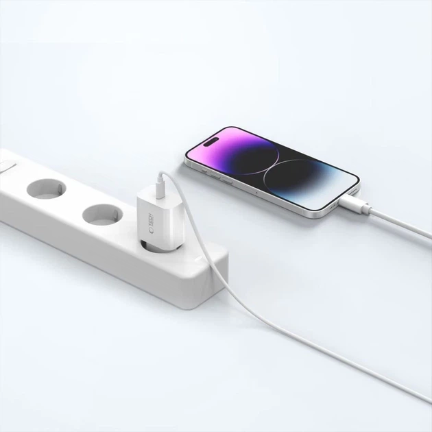 Мережевий зарядний пристрій Tech-Protect NC20W PD 20W USB-C with USB-C to Lightning Cable 1 m White (5906302362899) - зображення 9