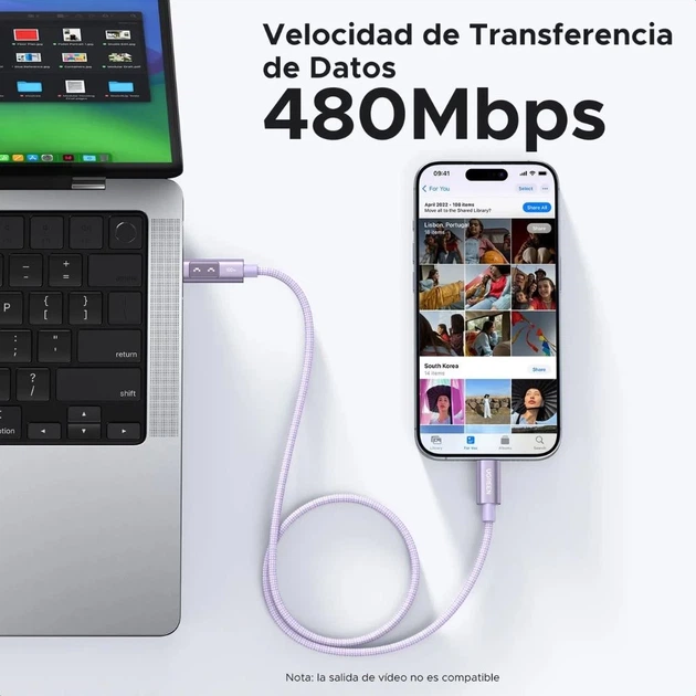 Кабель Ugreen Uno USB-C to USB-C 100W 2m Purple (6941876262168) - Фото 6 Кабель Ugreen Uno USB-C to USB-C 100W 2m Purple (6941876262168) - зображення 6