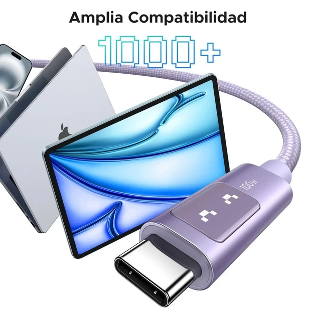 Кабель Ugreen Uno USB-C to USB-C 100W 2m Purple (6941876262168) - Фото 7 Кабель Ugreen Uno USB-C to USB-C 100W 2m Purple (6941876262168) - зображення 7