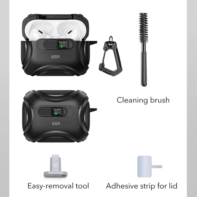 Чохол для навушників ESR Cyber FlickLock Halolock для AirPods Pro 3 Black with MagSafe (4894240289204) - зображення 7