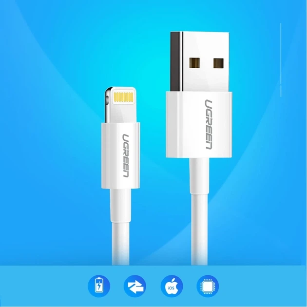 Кабель Ugreen USB-A to Lightning 2.4A 1m White (UGR272WHT) - зображення 3