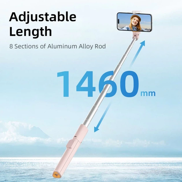Универсальный штатив Tech-Protect Bluetooth Selfie Stick Tripod Pink (5906302330898) - Фото 7 Универсальный штатив Tech-Protect Bluetooth Selfie Stick Tripod Pink (5906302330898) - изображение 7