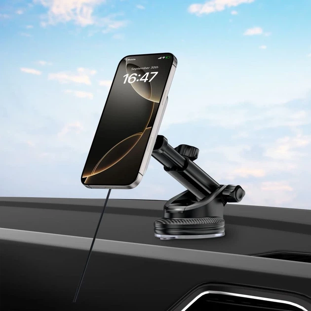 Автодержатель с функцией беспроводной зарядки Tech-Protect MM15W-V9 Magnetic Dashboard & Vent Car Mount Wireless Charger 15W Black with MagSafe (59063 - изображение 8