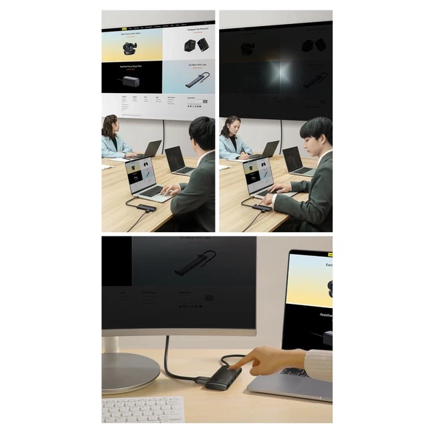 USB-хаб Baseus Lite Series 6-in-1 USB-C to 2xUSB-A/USB-C/HDMI/SD/TF Black (WKQX050001) - изображение 13