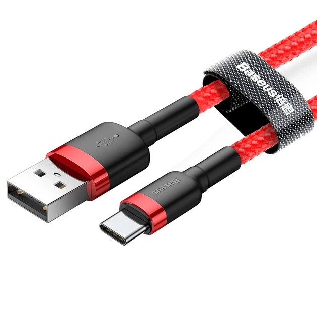 Кабель Baseus Cafule USB-A to USB-C 0.5m Red (CATKLF-A09) - Фото 3 Кабель Baseus Cafule USB-A to USB-C 0.5m Red (CATKLF-A09) - изображение 3