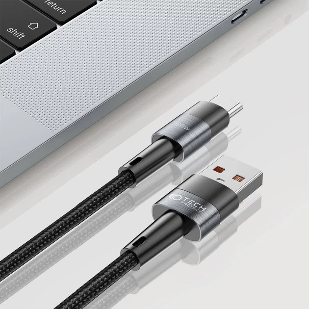 Кабель Tech-Protect Ultraboost USB-A to USB-C 66W 0.5 m Grey (9319456607499) - изображение 4