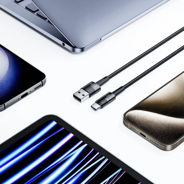Кабель Tech-Protect Ultraboost USB-A to USB-C 66W 0.5 m Grey (9319456607499) - изображение 5