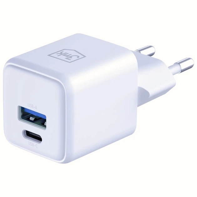 Мережевий зарядний пристрій 3mk Hyper QC/PD 20W USB-C | USB-A White (5903108640084) - зображення 4