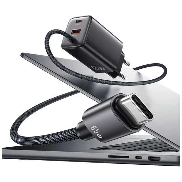 Сетевое зарядное устройство Usams JC Series PD/QC 65W USB-C | USB-A with Built-In USB-C Cable White (CC266TC02) - Фото 3 Сетевое зарядное устройство Usams JC Series PD/QC 65W USB-C | USB-A with Built-In USB-C Cable White (CC266TC02) - изображение 3
