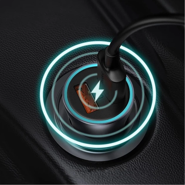Автомобильное зарядное устройство Baseus Golden Contactor Max Dual Fast Charger Car Charger USB + USB Type-C Blue (CGJM000103) - изображение 13