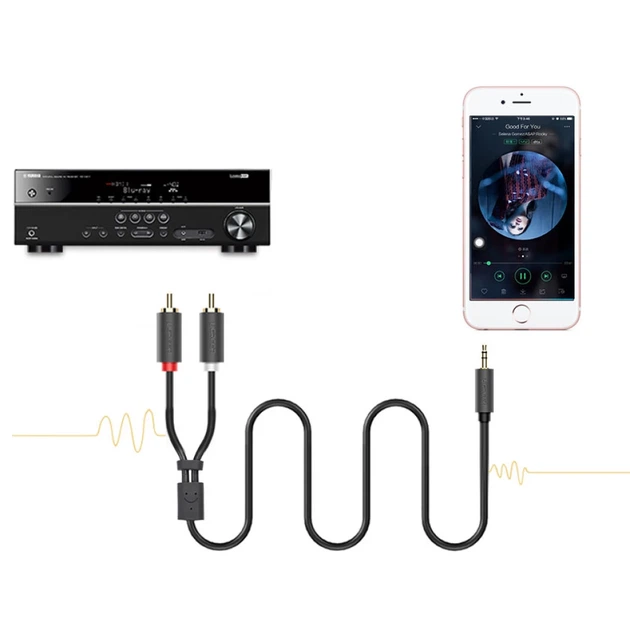 Кабель Ugreen Mini Jack 3.5mm to 2x RCA 1.5m Black (6957303815111) - Фото 7 Кабель Ugreen Mini Jack 3.5mm to 2x RCA 1.5m Black (6957303815111) - зображення 7