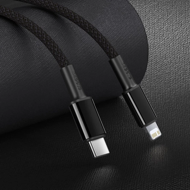 Кабель Baseus High Density Braided USB-C to Lightning 1m Black (CATLGD-01) - Фото 10 Кабель Baseus High Density Braided USB-C to Lightning 1m Black (CATLGD-01) - изображение 10